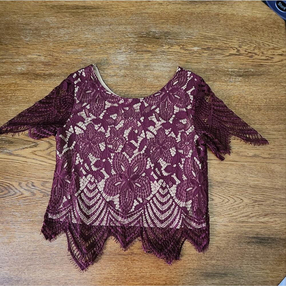 Express Burgundy Lace Blouse